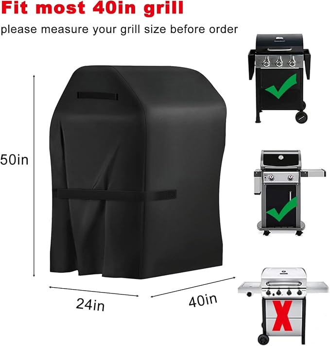 Grill Cover, 40-Inch BBQ Grill Cover Heavy Duty Waterproof UV Resistant Tear Resistant for Outdoor Grill, Fit for Nexgrill Brinkmann Weber Char-Broil
