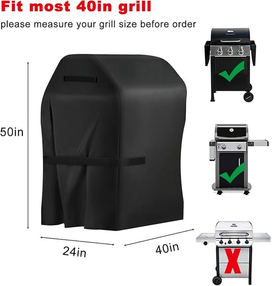 Grill Cover, 40-Inch BBQ Grill Cover Heavy Duty Waterproof UV Resistant Tear Resistant for Outdoor Grill, Fit for Nexgrill Brinkmann Weber Char-Broil