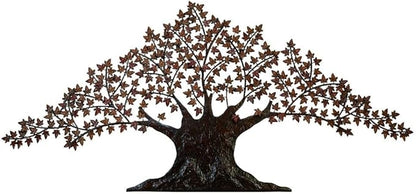 Deco 79 Metal Tree Home Wall Decor Indoor Outdoor Wall Sculpture with Leaves, Wall Art 92" x 42" x 1", Dark Brown