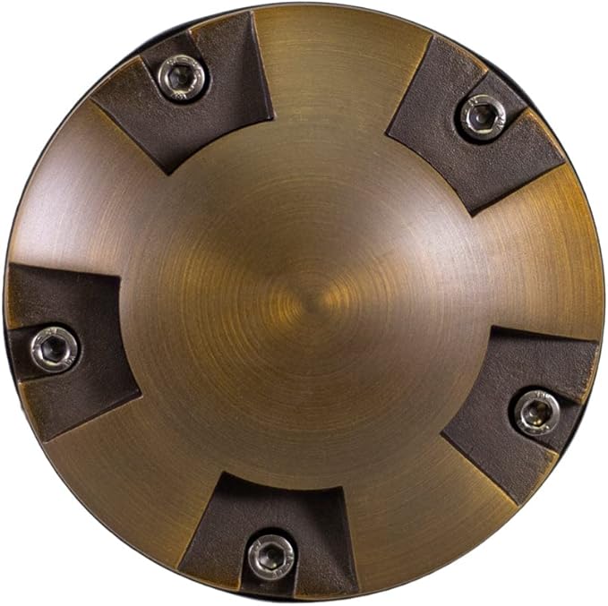 12V Brass In-Ground Well Light (Turret Top) with 5W 2700K Warm White MR16 LED Bulb & PVC Sleeve for Low Voltage Landscape Lighting of Outdoor Pathway, Garden, Shrubs, Columns or Trees