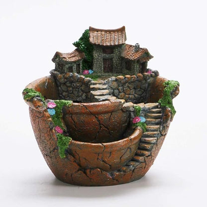 Fairy Garden Pot, Creative Plants Pot Succulent Plants Pot with Sweet House Flower Basket Planter Pot Garden Decoration