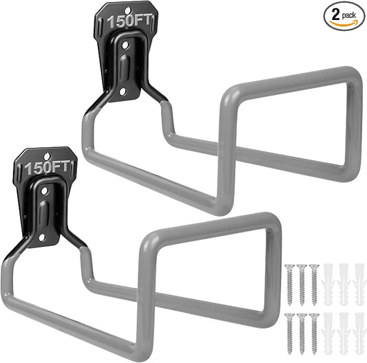 PeoMev 2PCS Water Hose Holder Wall Mount - Metal Hose Hanger Garden Hose Rack Heavy Duty Hose Storage for Outside Water Hose