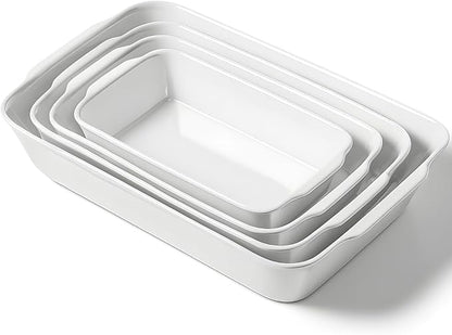 HOMBENE Baking Dish Set for 4, Ceramic Bakeware Sets with Handles, Casserole Dishes for Oven, Kitchen Decor, Microwave Oven Safe (1.2QT/2QT/3QT/4.2QT)