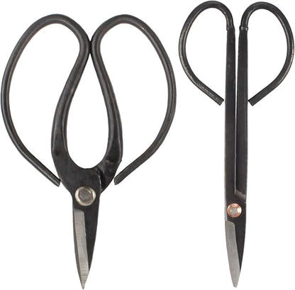 BambooMN Bonsai Basics Set - 7.2" Trimming Shears & 7" Heavy Duty Butterfly Shear - 30 Sets
