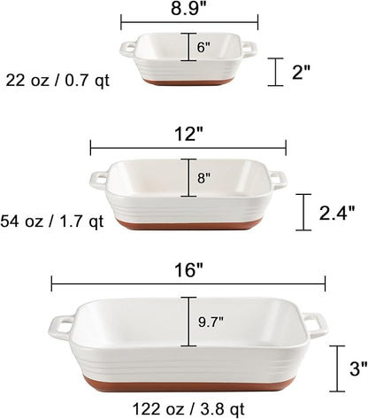 Sweejar Relief Casserole Dishes for Oven, Ceramic 9x13 Baking Pans Set for Cooking, Cake, Banquet and Daily Use, Rectangular Bakeware Set, Porcelain Baking Dish, Lasagna Pan Deep with Handles(Navy)