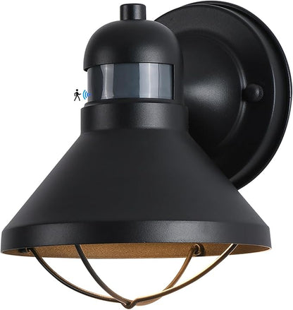 LONEDRUID Motion Sensor Outdoor LED Porch Wall Light Fixtures Dusk to Dawn Exterior Barn Lantern Black Farmhouse Sconce Lighting Wall Mount Lamp for Garage Patio Balcony Doorway