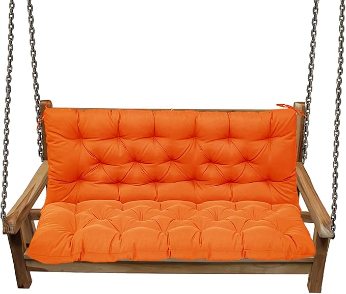 Replacement Cushions for Swing, Swing Cushions 3 Seater Replacement, Waterproof Thicken Washable Pad Cushion for Outdoor Indoor Furniture Swing Patio (Orange, 40x60 inch)