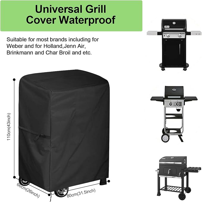 Gas Grill Cover 30 inch, Outdoor Waterproof Small BBQ Grill Cover 2 Burner, Weather Resistant Barbecue Covers Compatible for Weber Char-Broil Nexgrill and More Grills
