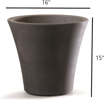 Garden Elements Indoor/Outdoor Resin Pamploma Round Planter, Cappuccino 16"