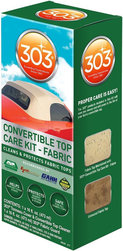 303 Products (30520) Convertible Top Cleaning and Care Kit with Cleaner and Fabric Guard Helps Maintain Water Repellency, Protects Fabric Convertible Tops and Tonneau Covers, 32 fl oz
