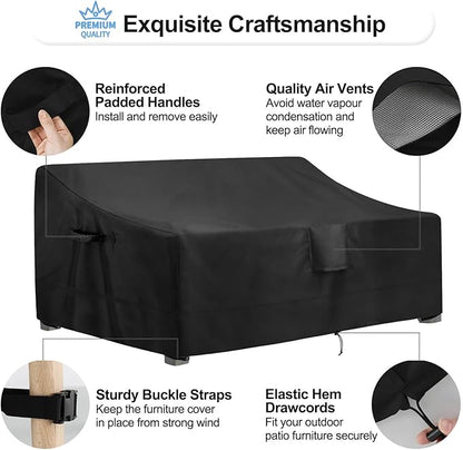 OutdoorLines Outdoor Waterproof Patio 4-Seater Couch Cover - UV Resistant Patio Sofa Furniture Covers Weatherproof Heavy Duty Glider Covers for Outdoor Furniture, 104Wx32.5Dx33H Inches, Black