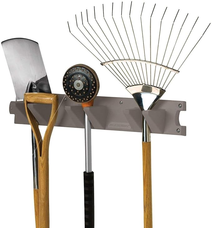 Suncast 6 Pack Wall Stud Mounted Garden Tool Hanger Organizer for Garage or Storage Space, 24 x 4.25 x 6 Inches, Holds Up to 6 Long Handled Tools