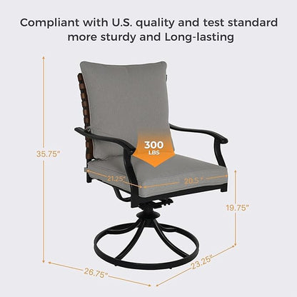Grand patio 2-Piece Outdoor Dining Chair Set, 2 Leather-Look Wicker 360-Degree Swivel Patio Chair