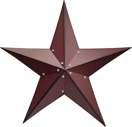 JoyEvy 24" Rustic Metal Barn Star Wall Decor-Handmade Red Barn Stars Indoor or Outdoor Decoration,Star for Outside Texas Stars Art Vintage Western Country Home Farmhouse Wall art Décor.