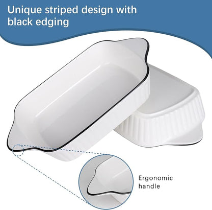 34oz Small Ceramic Casserole Dishes Set Of 4-1000ml Small Baking Dish With Handles, Suitable For Ovens And Microwaves, Compact Size Ideal For Gratins, Pasta Dishes, Tiramisu And Baked Goods