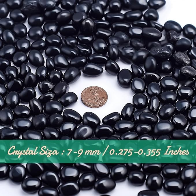 Polished Obsidian Crystal Chips 200 Pcs - 0.3" 10 oz Tumbled Stone Chips Crushed Sea Glass Stones Healing Reiki Crystal Making Home Decoration
