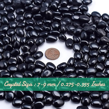 Polished Obsidian Crystal Chips 200 Pcs - 0.3" 10 oz Tumbled Stone Chips Crushed Sea Glass Stones Healing Reiki Crystal Making Home Decoration