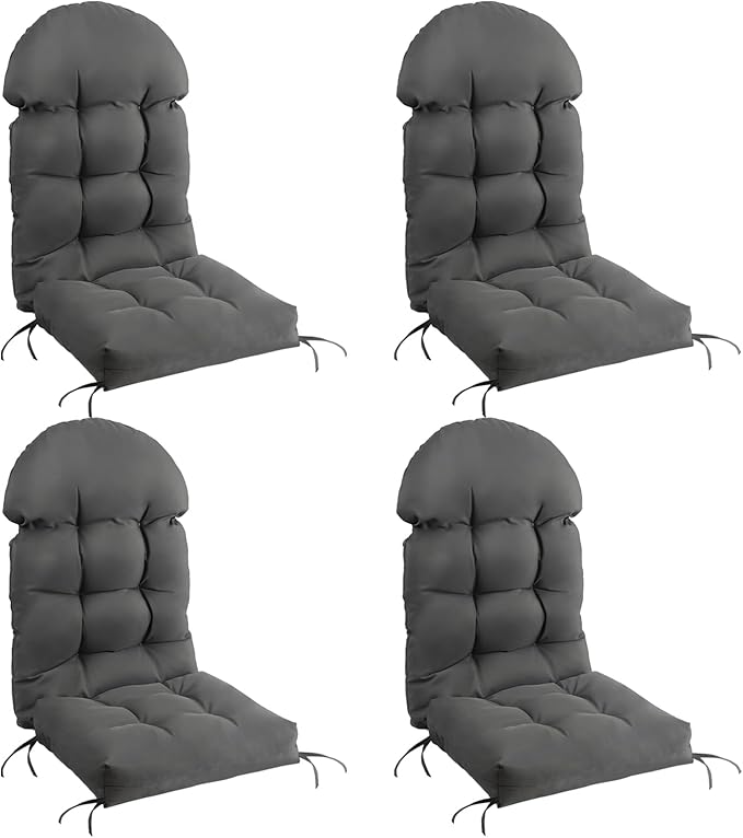 FUNBERRY High Back Patio Chair Cushions (Set of 4), Waterproof, UV Fade Resistant, Improved Comfy Outdoor Chair Cushions for Adirondack, Rocking Chairs