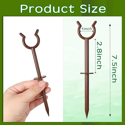 Taiyin 10 Pcs 3/4'' Garden Hose Holder Brackets Garden Guide Holder Decorative Outdoor Guide Stakes Support Spike Plant Tool to Keep off Lawn for Yard (Brown)