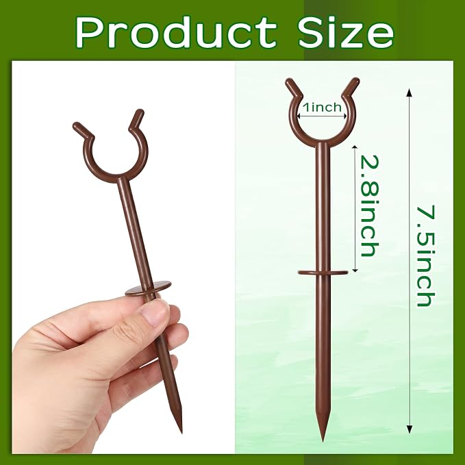 Taiyin 20 Pcs 3/4'' Garden Hose Holder Brackets Garden Guide Holder Decorative Outdoor Guide Stakes Support Spike Plant Tool to Keep off Lawn for Yard (Brown)