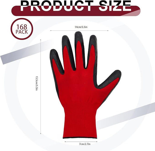 YOUKE OLA 168 Pair Gardening Gloves for Men Women, Breathable Rubber Coated Garden Gloves Working Gloves for Gardening, 8/Medium