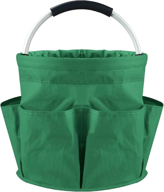 Garden Tool Bag with Pockets, 17L Large Waterproof Oxford Gardening Tote, Non-Slip Rubber Grip Handles, Durable Organizer for Garden Supplies (Green)