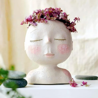 Face Planters Pots Head,Cute Succulents Plants Planters,Creative Resin Pots with Drainage Hole,Ideal Vase Gifts for Indoor Outdoor Garden Decor