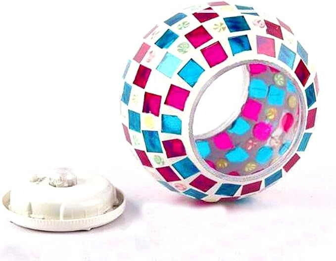 Solar Color Changing Table Lamp, Mosaic Glass Ball Light Garden Waterproof Night Light Desk Lights,Party Lights for Home, BAR,Party,Outdoor Decoration Lights (Red & Blue Square)