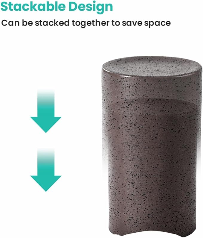 SUNBURY Concrete Side Table Set of 2, Outdoor Side Table Nesting for Patio, Outdoor Accent Table, Patio End Table in Spotted, Ceramic Garden Stool for Lawn, Deck, Round, Brown