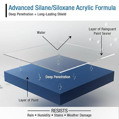 Rain Guard Paint Sealer Concentrate | Makes 1 Gallon | Protects All Painted Surfaces like Concrete, Wood, Stone from Water Damage, Stains/other contaminents | Silane/Siloxane Acrylic Waterproofer
