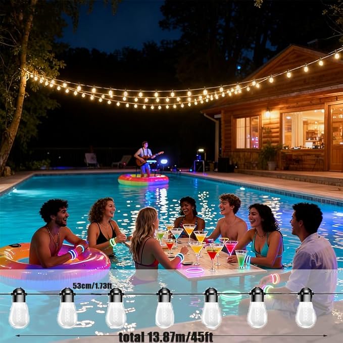 Outdoor String Lights with 20 Shatterproof Patio Deals S14 Vintage Edison Bulbs,2700K Dimmable Outdoor Lights,IP65 Waterproof LED String Lights for Outside, Patio Lights