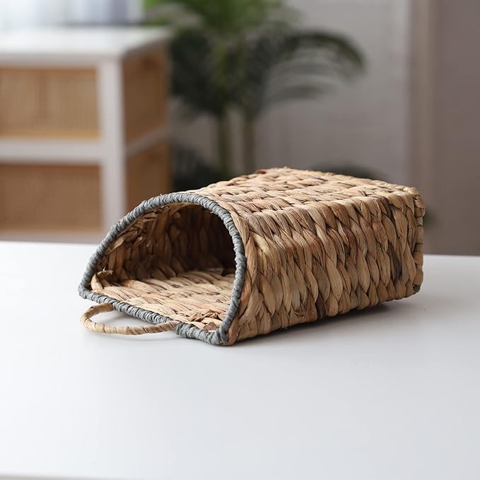 GYASVWU Woven Hanging Basket Water Hyacinth Hanging Wall Basket Wicker Handmade Baskets for Garden Farmhouse Home (Paper rope mouth)