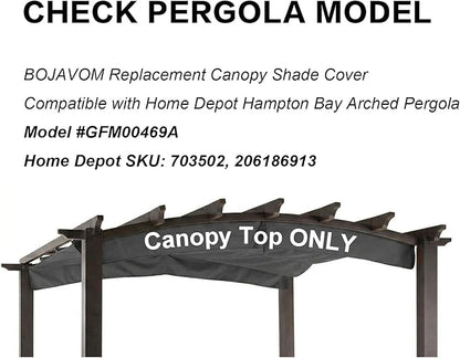 Pergola Shade Cover Replacement Canopy Top Compatible with Home Depot Hampton Bay Arched Pergola Model #GFM00469A - Gray(Canopy Top Only)