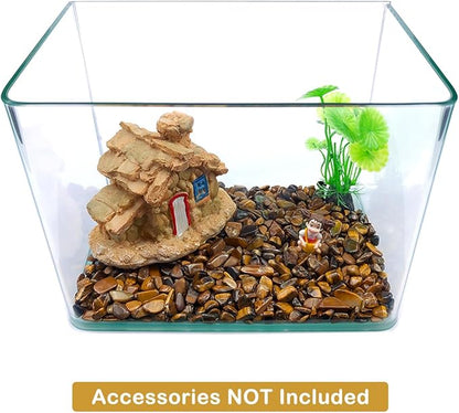 WAYBER Decorative Rocks, 2 Lbs/920g (Fill 1.8 Cups) Tiger's Eye Stones Irregular Gem Pebbles Quartz Gravel for Aquarium Turtle Tank Decoration/Succulent Plants Ornament/Flowerpot Vase Landscape