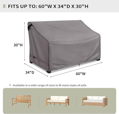 KylinLucky Outdoor Patio Sofa Cover fit 60 x 34 x 30 inch, 59 x 33, 58 x 32 Waterproof Weatherproof Heavy Duty 600D Garden Furniture Cover for Outside Sofa Couch
