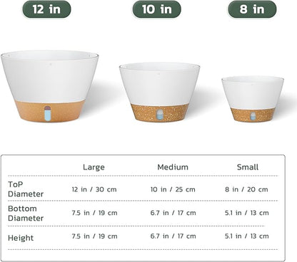 ZMTECH 2 Pack 12 Inch Hanging Planters for Indoor Plants, Large White Self Watering Hanging Planter with Visible Water Level & Removable Tray, Decorative Flower Pots for Outdoor Garden
