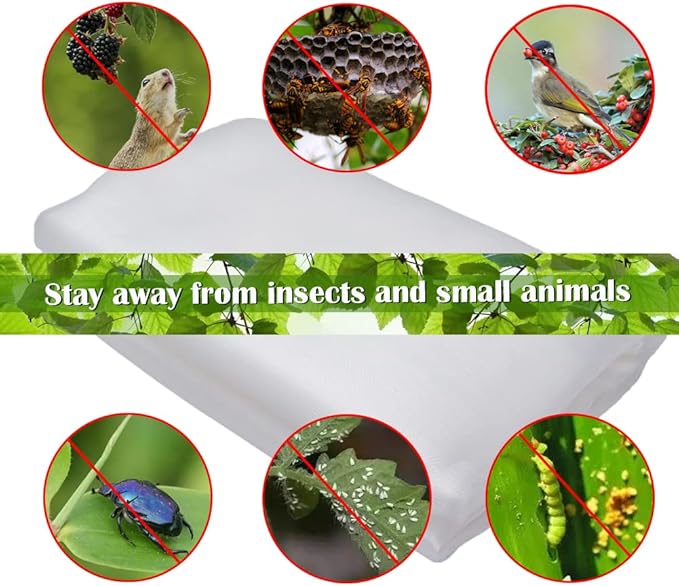 Fruit Tree Netting Covers with Zipper to Protect from Squirrels and Birds Large Netting for Fruit Trees Net Protection, White, 10' x 13', 2 Pack