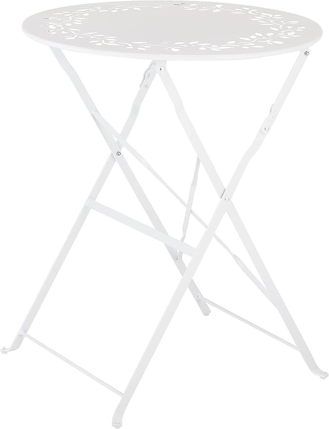 Alpine Corporation Indoor/Outdoor 3-Piece Bistro Set Folding Table and Chairs Patio Seating, White