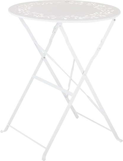 Alpine Corporation Indoor/Outdoor 3-Piece Bistro Set Folding Table and Chairs Patio Seating, White