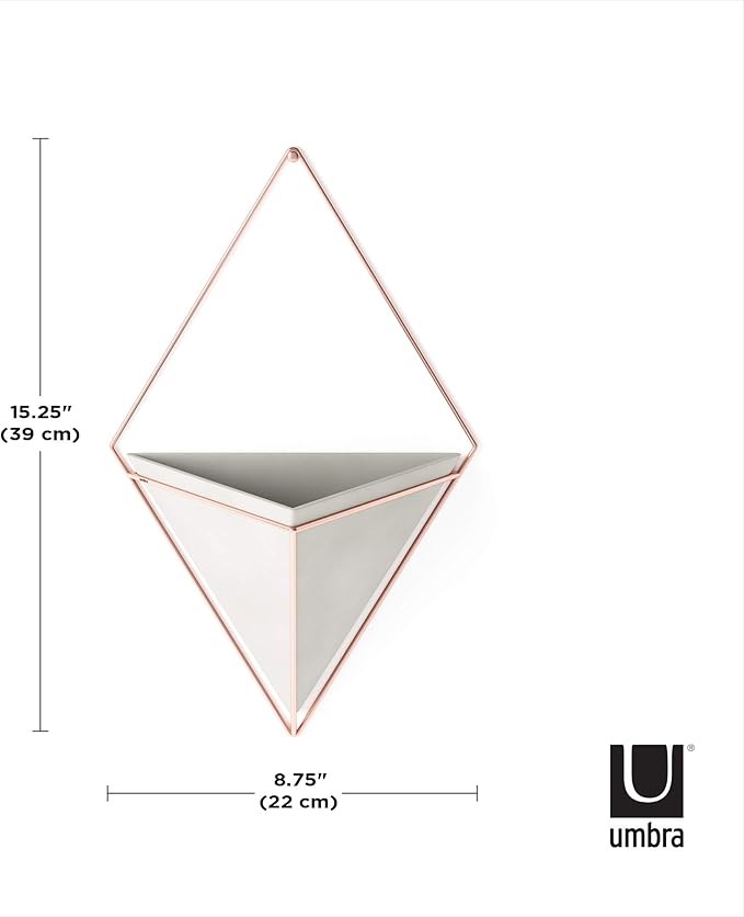 Umbra Trigg Hanging Planter Vase Wall Decor, Pot and Container for Succulents, Cactus, Faux Plants, and More, Large, Grey/Copper