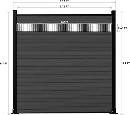 6 Feet×6 Feet Privacy Fence, Outdoor Wood Plastic Composite Fence Panel, Waterproof Security Barriers Fencing, WPC (Black, Vertical (1 Panel - 1 Post))