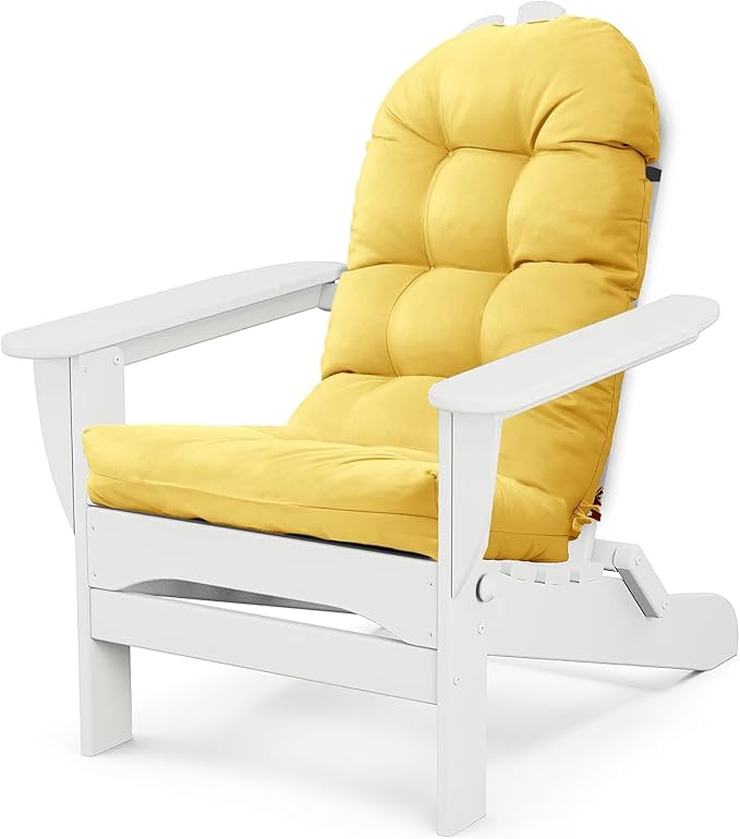 Adirondack Chair Cushion, Waterproof Outdoor Seat Cushions for Patio Furniture, Thick High Back Replacement Pad for Porch Lawn Wicker Dining Desk Chair, Rocking Chair Cushion, Yellow
