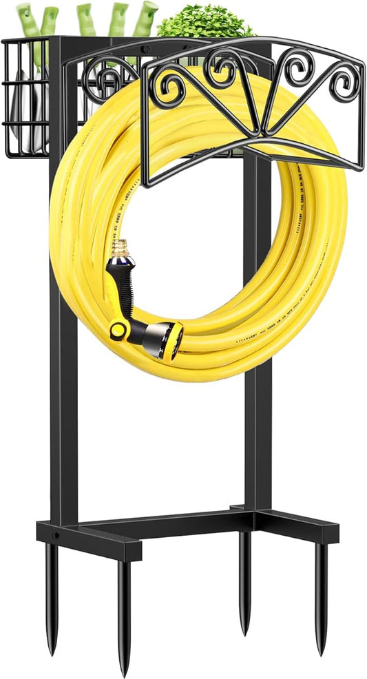 TomCare Garden Hose Holder Upgraded Heavy Duty Metal Water Hose Holder Holds 160 FT Hoses Sturdy Hose Reel Freestanding Outdoor Hoses Storage Hanger for Outside Yard Lawn