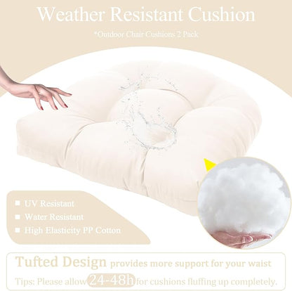 MTMR Water-Repellent Outdoor Chair Cushions Set of 2, 19”X19” Patio Chair Cushions with High Elasticity PP Cotton, Thick Tufted Outdoor Patio Furniture Cushions, Seat Cushions for Outdoor Furniture