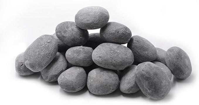 Stanbroil 24pcs Light Weight Ceramic Fiber Pebble Stones for Fire Pit and Fireplace - Grey