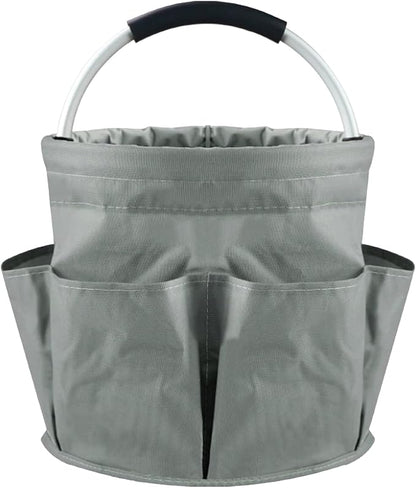 Garden Tool Bag with Pockets, 17L Large Waterproof Oxford Gardening Tote, Non-Slip Rubber Grip Handles, Durable Organizer for Garden Supplies (Gray)