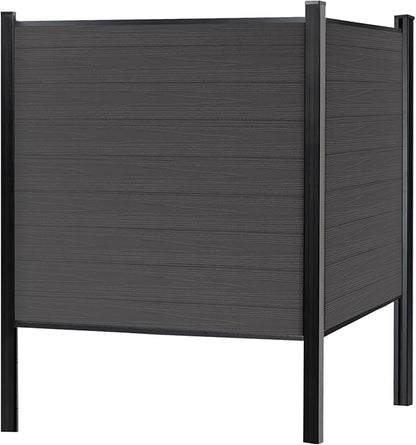 Mondaria Fence Privacy Screen with 8ft In-ground Posts, 6ft(H) x 6ft(W) Wood Plastic Composite Fence Panels Weather-Resistant Outdoor Fence for Backyard/Garden (Silver Gray, 1 Post)