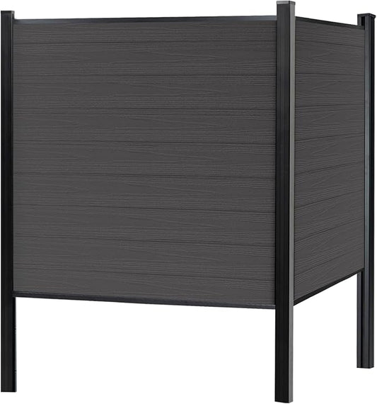 Mondaria Fence Privacy Screen with 8ft In-ground Posts, 6ft(H) x 6ft(W) Wood Plastic Composite Fence Panels Weather-Resistant Outdoor Fence for Backyard/Garden (Silver Gray, 1 Post)