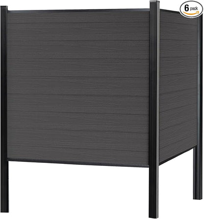 Mondaria Fence Privacy Screen with 8ft In-ground Posts, 6ft(H) x36ft(W) Wood Plastic Composite Fence Panels Weather-Resistant Outdoor Fence for Backyard/Garden (Silver Gray, 7 Posts)