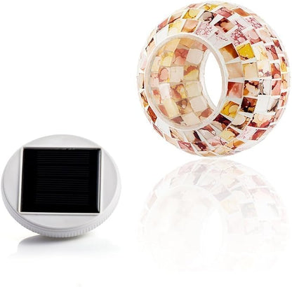 Waterproof Color Changing Table Lamp, Solar Powered Mosaic Glass Ball LED Garden Lawn Night Light Lamps, Party Lights for Home,Yard, Indoor,Outdoor Decoration Lights (Granite)